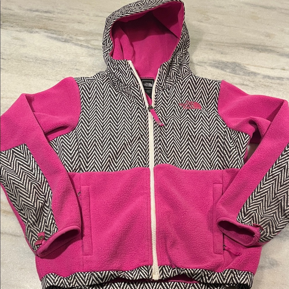 The North Face Kids Pink and Black Chevron Puffer Jacket